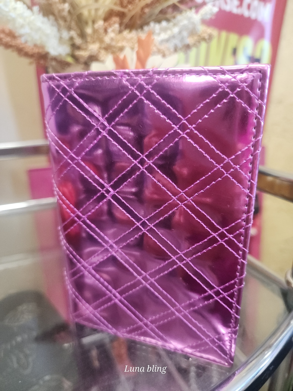 Quilted Passport Holder in Purple Like New